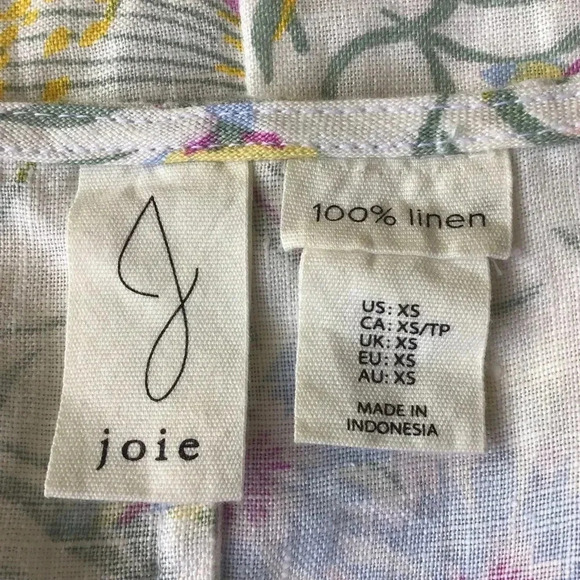 JOIE linen floral shift dress flutter sleeves Size XS - Picture 6 of 9